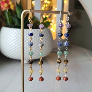 Seven Chakra Crystal Earrings, Healing Earrings, Chakra Jewelry