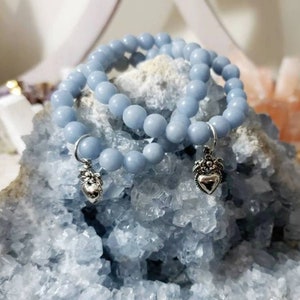 Angelit Kristall Armband, Edelstein Armband, Heilstein Schmuck