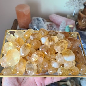 1 Natural citrine tumbled stone, Healing crystals