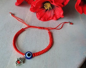 Red String Bracelet: Evil Eye Hamsa, Protection Jewelry
