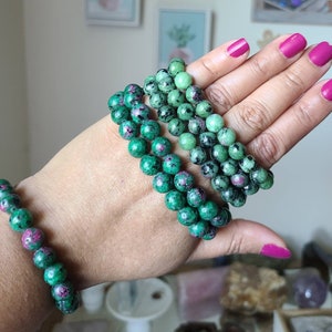 Ruby zoisite crystal bracelet, Gemstone jewelry