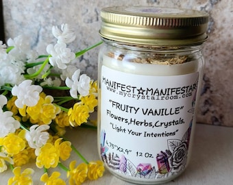 Manifesting crystal candle, Intention candle, Ritual candle, 12 Oz