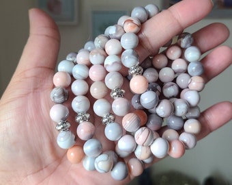 Grade A++ Pink botswana agate bracelet, Crystal bracelet, Gemstone jewelry