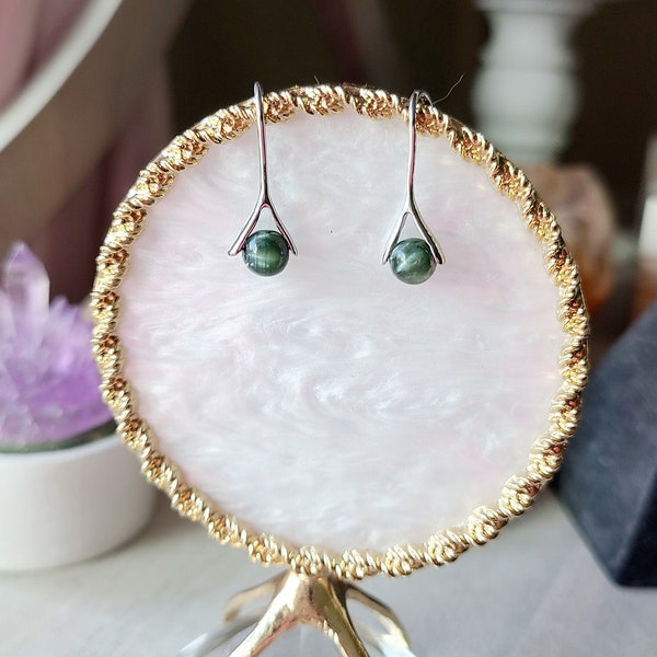 Green seraphinite earrings, Crystal earrings, Healing crystals