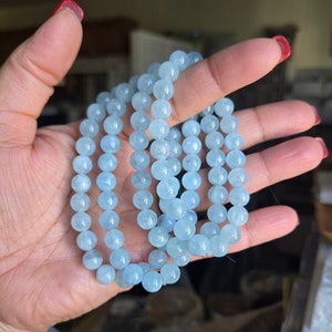 Grade A++ Aquamarine crystal bracelet, Gemstone bracelet, Healing jewelry