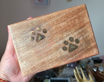 Cat paws wooden box, Storage box, Memorial gifts
