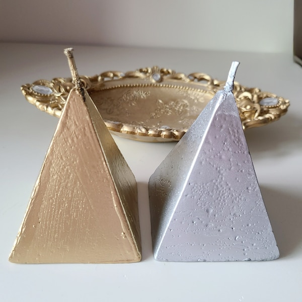 Gold/Silver Pyramid Candle, Abundance Candle, Protection candle, Home Decoration