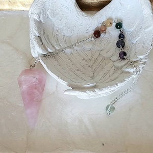 Rose quartz pendulum, Chakra pendulum, Divination tool