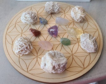 Crystal Grid, Chakra Body Healing Table, Witchy Gifts