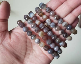 Pulsera de ágata de Botsuana, pulsera de energía de cristal, joyería de piedras preciosas