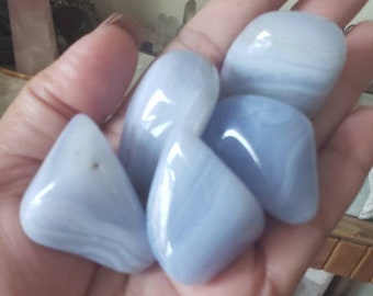 1 Blue lace agate tumbled stones, Healing crystals, Throat chakra