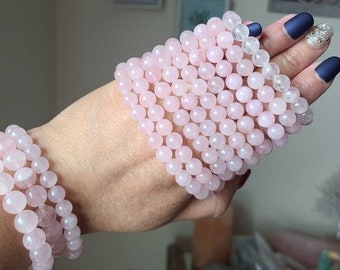 Mozambikaanse rozenkwartsarmband, kristallen armband, liefdessteen