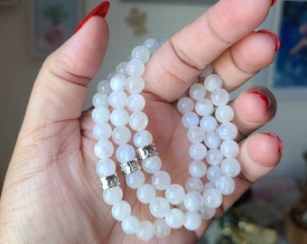 Rainbow Moonstone Armband: 6-8 mm Ädelstensläkande Smycken