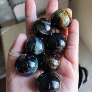 1 Blue tiger eye sphere, Crystal sphere, Hawks Eye