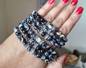 Black sardonyx crystal bracelet, Protection bracelet, Healing jewelry
