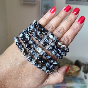 Black sardonyx crystal bracelet, Protection bracelet, Healing jewelry