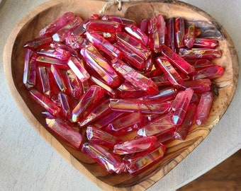 TWO Ruby aura quartz points, Crystal point, Crystal grid