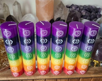 Candela dei 7 chakra, candela arcobaleno, candela da meditazione, arredamento per la casa, candela spirituale