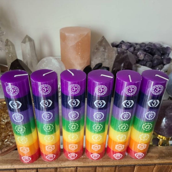 7 Chakra kaars, regenboogkaars, meditatiekaars, woondecoratie, spirituele kaars