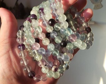 Rainbow Fluorite Crystal Bracelet: Gemstone Energy Jewelry