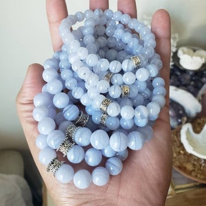 Blue lace agate crystal bracelet, Calming bracelet, Healing bracelet