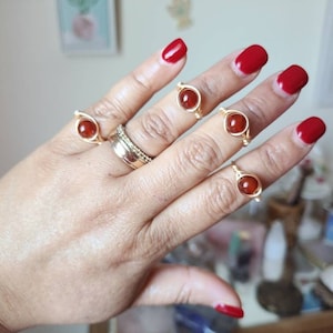 Carnelian crystal wire ring, Carnelian jewelry, Healing crystal