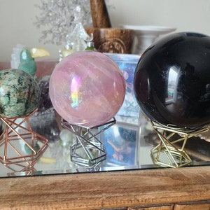 Double sided sphere stand, Crystal sphere display, Crystal ball, Altar decor