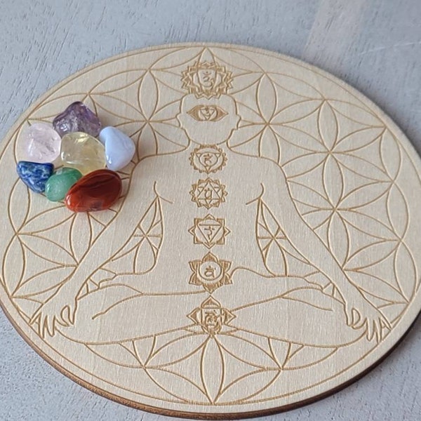 Reiki healing board, Crystal grid, Chakra stones set