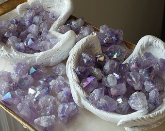 Aura amethyst point, Raw amethyst crystal, Healing crystals
