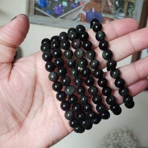 Armband regenboog obsidiaankristal: handgemaakte energiebeschermende sieraden