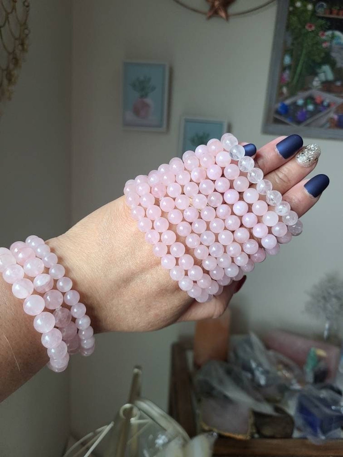 Mozambique Rose quartz bracelet, Crystal bracelet, Love stone image 1