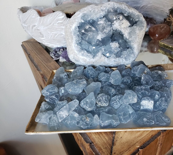 TWO Celestite crystal,Crystal set,Healing crystals,Crystal grid