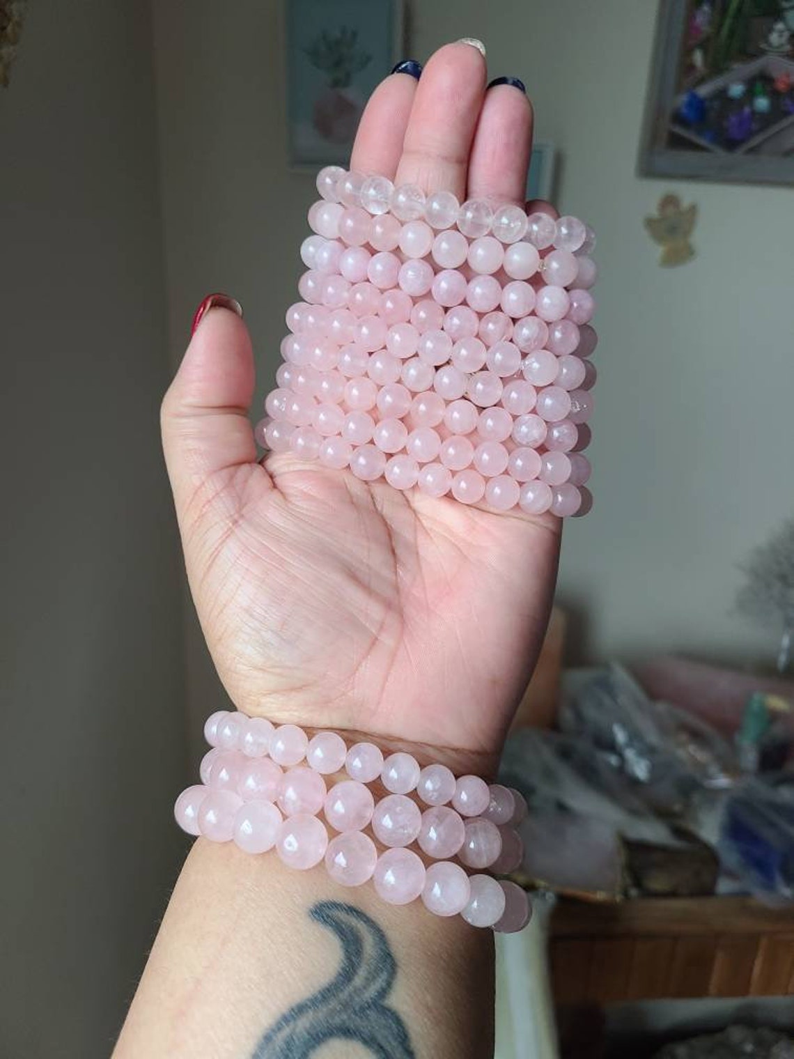 Mozambique Rose quartz bracelet, Crystal bracelet, Love stone image 5
