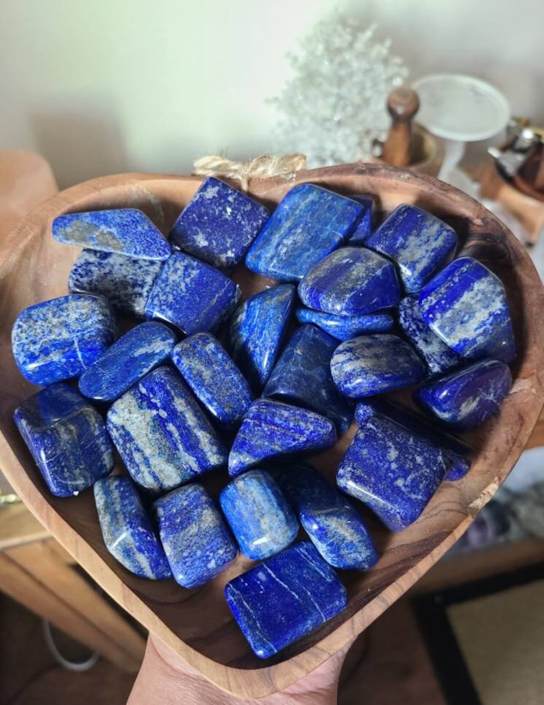 1 Lapis lazuli tumbled stones, Reiki crystals, Grade A++ image 1