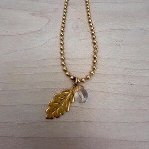 Ines de la Fressange Iconische ketting met eikenblad en eikel in matgoud