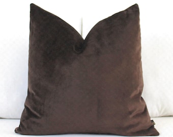 Dark Coffee Brown Velvet Pillow Cover | Luxury Chocolate Throw Cushion | All Lumbar & Square Sizes