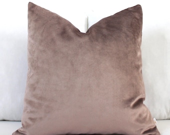 Sweet Mocha Velvet Pillow Cover | Luxury Tan Taupe Cushion | All Lumbar & Square Sizes