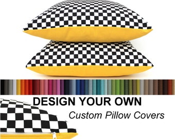 Custom Checker Board Pillow Cover, Design your own - ALL SIZES - Modern Bright Home Decor gifts for you