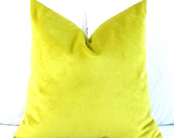 Venom Yellow Velvet Pillow Cover – Acid Yellow Cushion – Chartreuse Throw Pillow – Bold Neon Accent Decor – Square & Lumbar