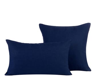 14x24 pillow cover | Etsy Solid Dark Blue Pillow Covers Cotton
