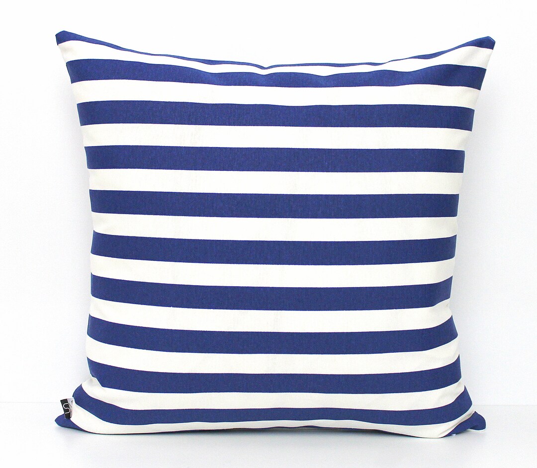 Navy Blue and White Stripe Pillow Cover, Home Gifts for You Etsy