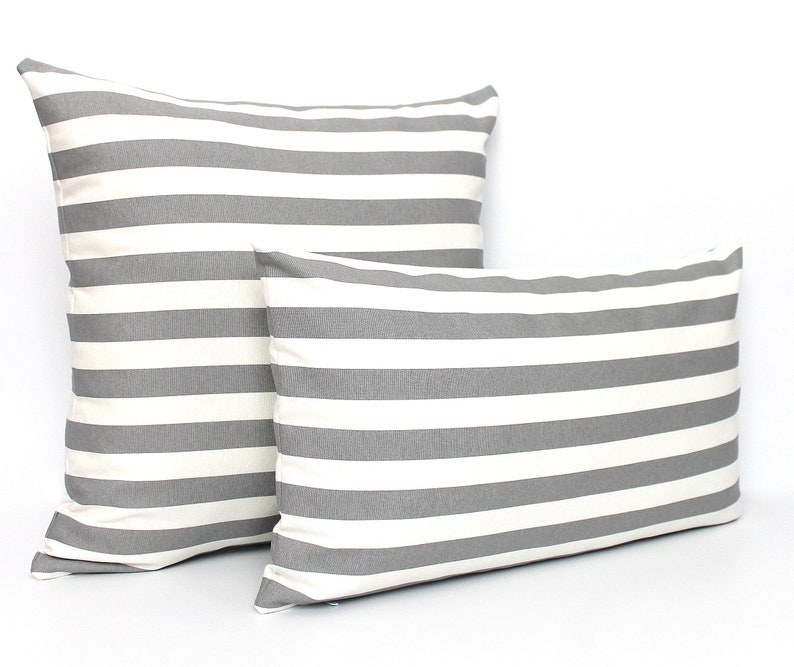 Grey and White Striped Pillow Cover All Sizes Home Gifts for Etsy