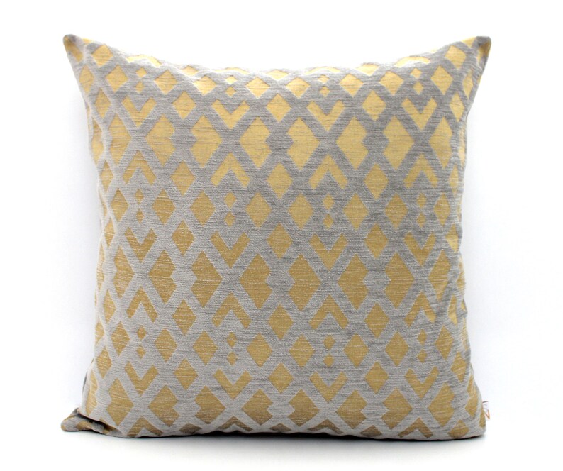 Grey and Gold Throw Pillow Cover Woven High End Metallic Etsy