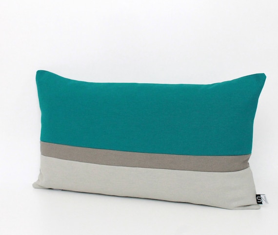 Petrol Und Grau Colorblock Kissenbezug Jede Grosse Moderne Etsy