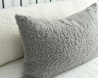 Funda de almohada Teddy Boucle / Cojín texturizado / Decoración escandinava de felpa para el hogar