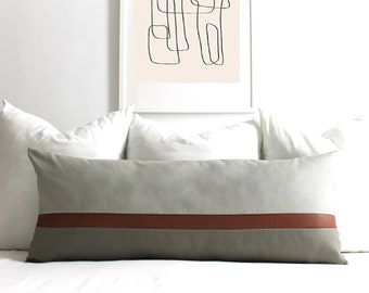 Grey and Brown Faux Leather Colorblock Pillow Cover - All Sizes, Home gifts for you