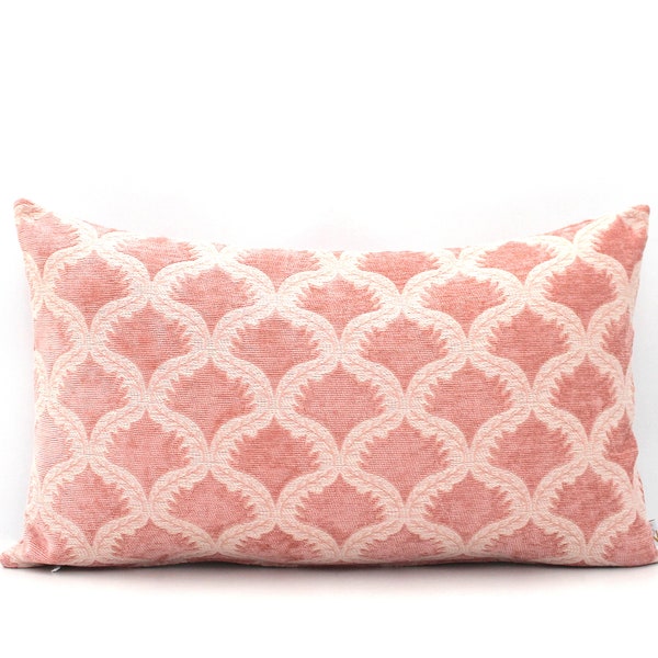 Blush Pink Throw Lumbar Pillow Cover, Luxury Woven High End, Dusty Rose Textured Decorative Cushion Cover