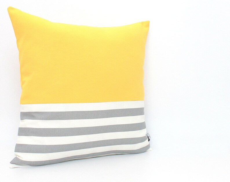Lemon Yellow and Grey Colorblock Pillow Covers ALL SIZES Home Etsy