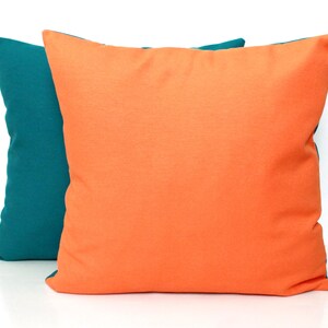 Two Tone Solid Teal Cushion Cover Teal Pillow Orange Pillow Orange Scatter Cushion Solid Teal Pillow Case 16x16 17x17 18x18 20x20 image 3