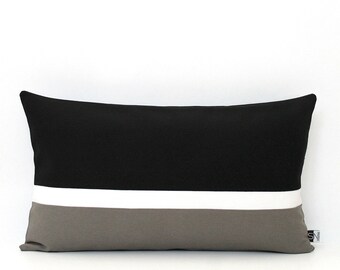 Black, White and Dark Grey Colorblock Pillow Cover - All Sizes, Home gifts for you